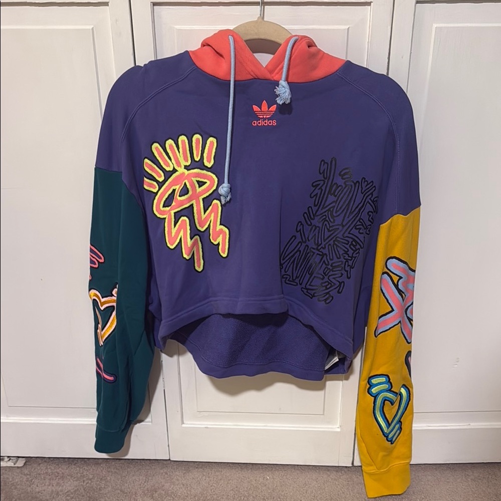 Adidas Colorful Graphic Hoodie with Purple and Yellow